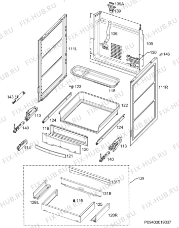 Взрыв-схема плиты (духовки) Husqvarna Electrolux QSG6149W - Схема узла Housing 001